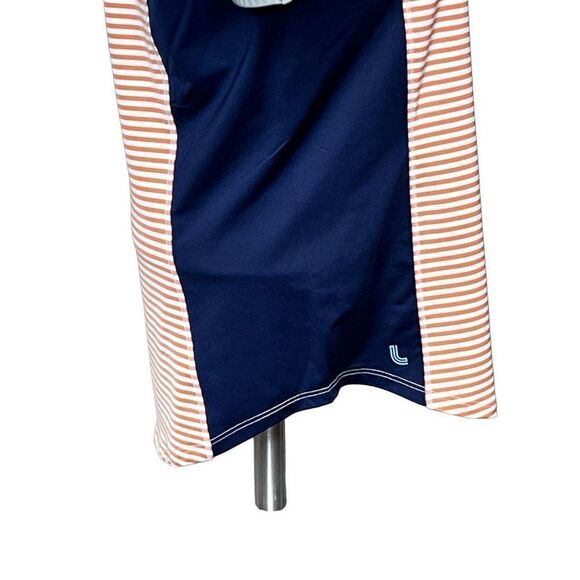 Lole blue, orange and white striped and color block performance polo size S - Picture 10 of 16